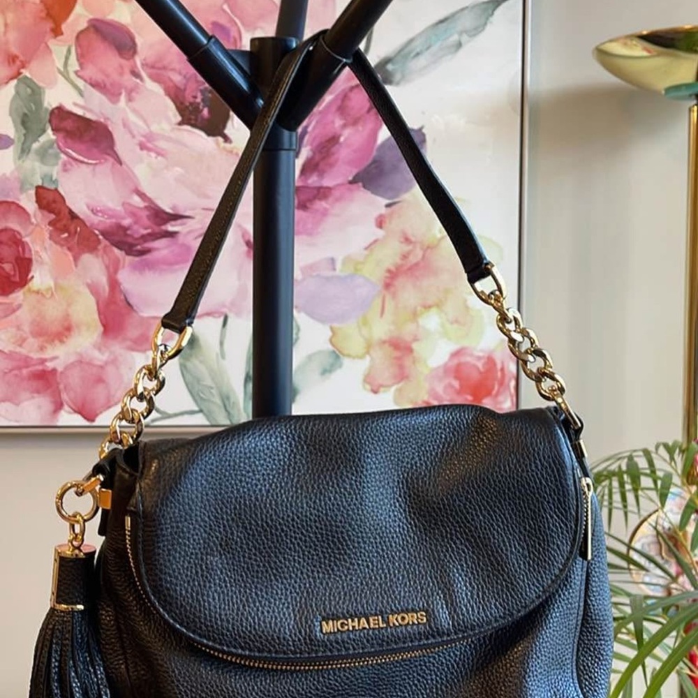 Michael Kors Black Pebbled Leather Shoulder Bag
